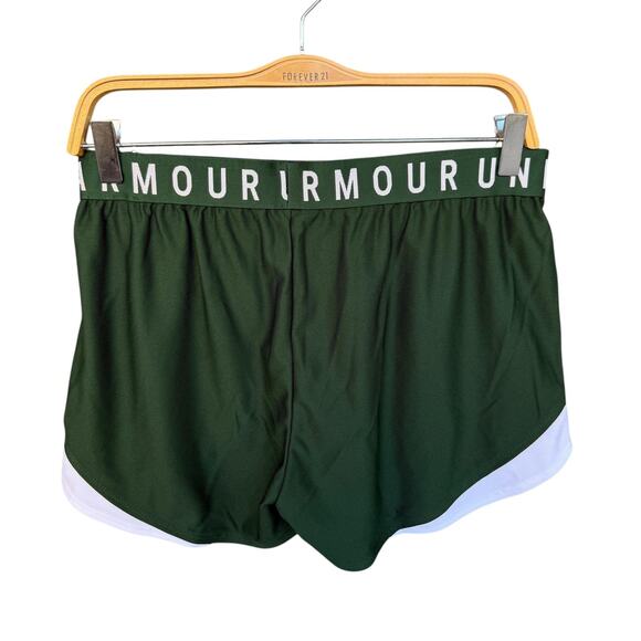Under Armour Shorts Womens Medium Green Play Up 3.0 Running Logo Waist Training - Picture 2 of 10
